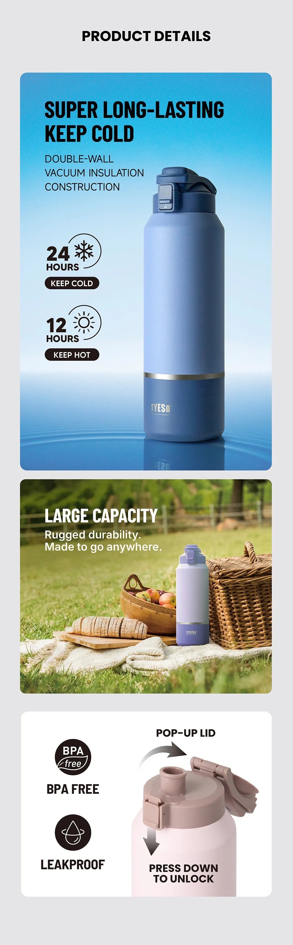 Botella térmica de acero inoxidable – TYESO